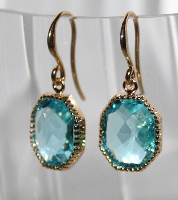 Aquamarine EarringsAqua Blue Crystal Drop Gold By AngelPearls