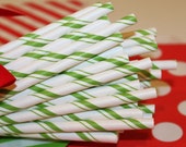 25 Paper Straws, Bulk Sale, Green Candy Cane Stripe Paper Straws, Wedding, Christmas Holiday Party, Discount Bulk Straws, Halloween Party Il_170x135