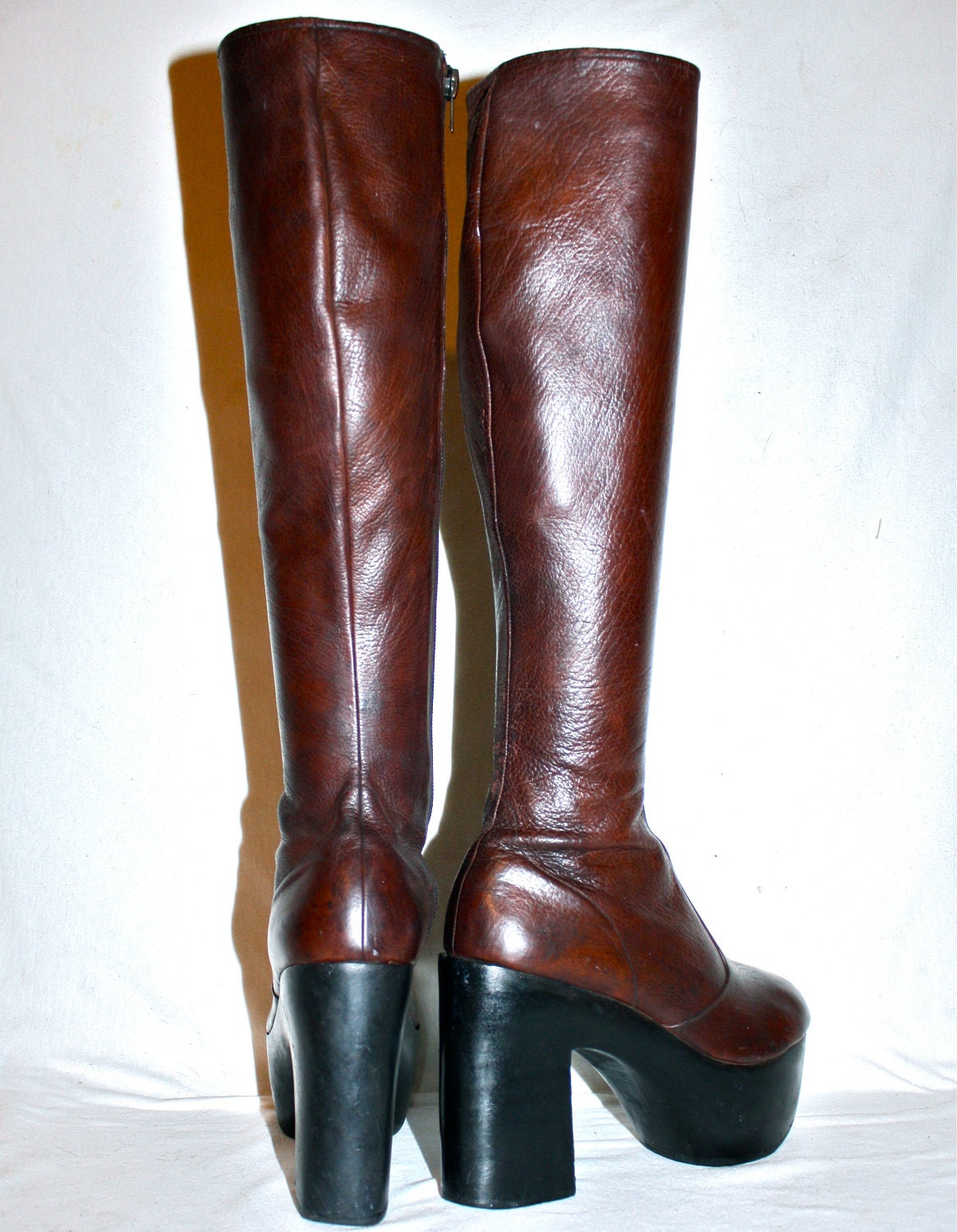 70s brown platform boots