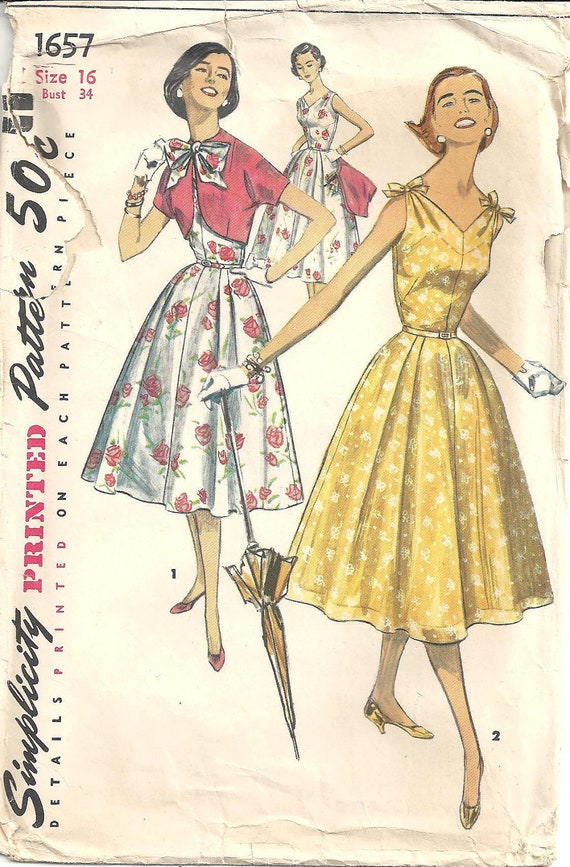 1950s Womens Daydress Bolero Vintage Sewing by ErikawithaK