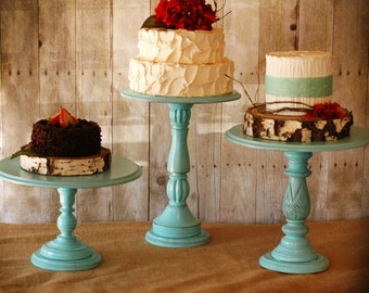 One Rustic Tall Pedestal Serving Cake Stands - Set of 1 - Any color-