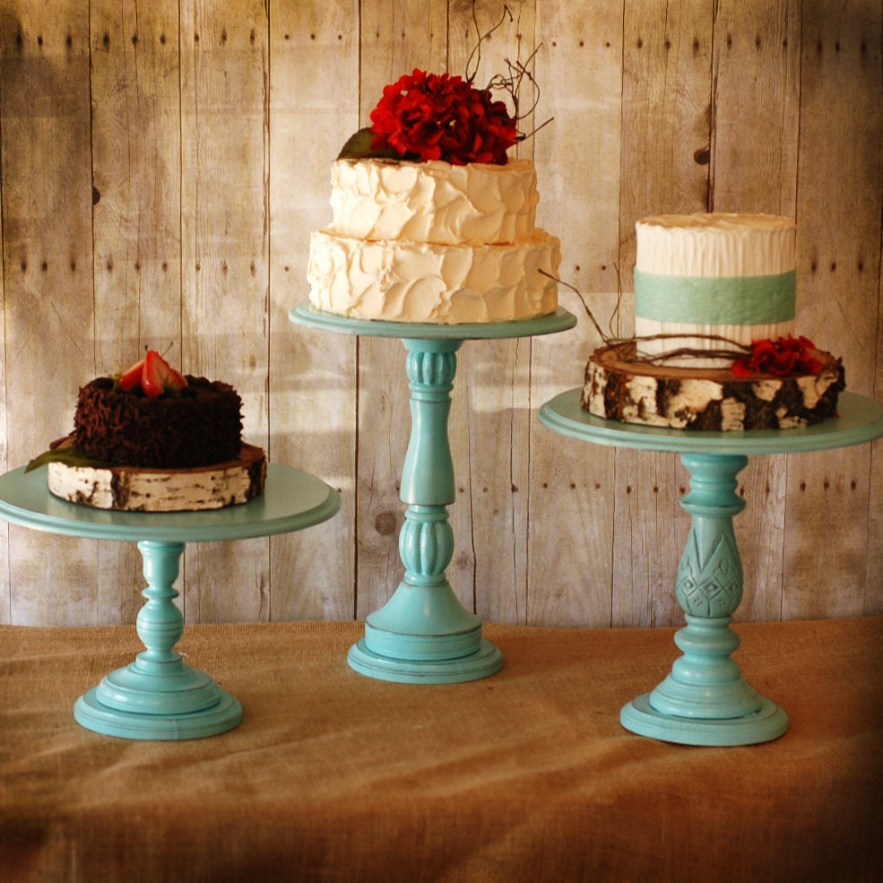 One Rustic Tall Pedestal Serving Cake Stands Set of 1 Any