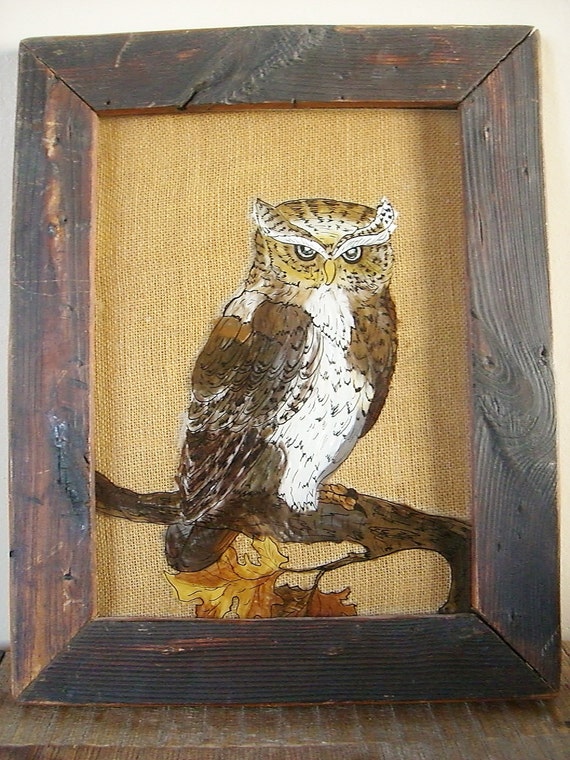 Vintage Reverse Glass Owl Painting by ObjetLuv on Etsy