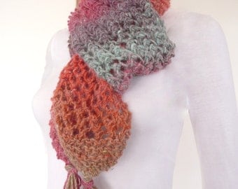 Chunky Knit Scarf , Chunky scarf - Multicolor Hand knitted Scarf - Unique winter accessory