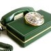 Mid Century Modern Telephone Rotary Dial Western Electric Mod Executive Desk Phone Avocado Green Gold Metal