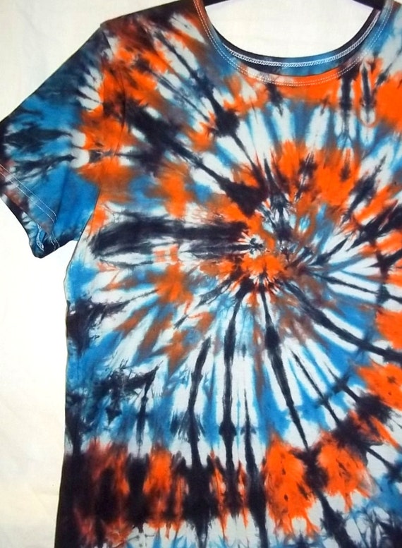 Items similar to SALE Team Colors Orange and Blue tie dye womens shirt ...