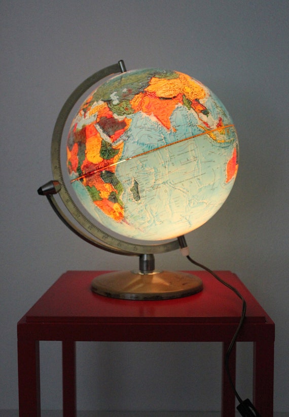 RESERVED Vintage 1970s Scan Globe World Globe Light Lamp