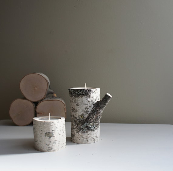natural white birch wood candle holders set of by urbanplusforest
