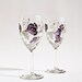 Wine Glasses Hand Painted Purple Silver Flowers Swarovski Crystals Set of 2