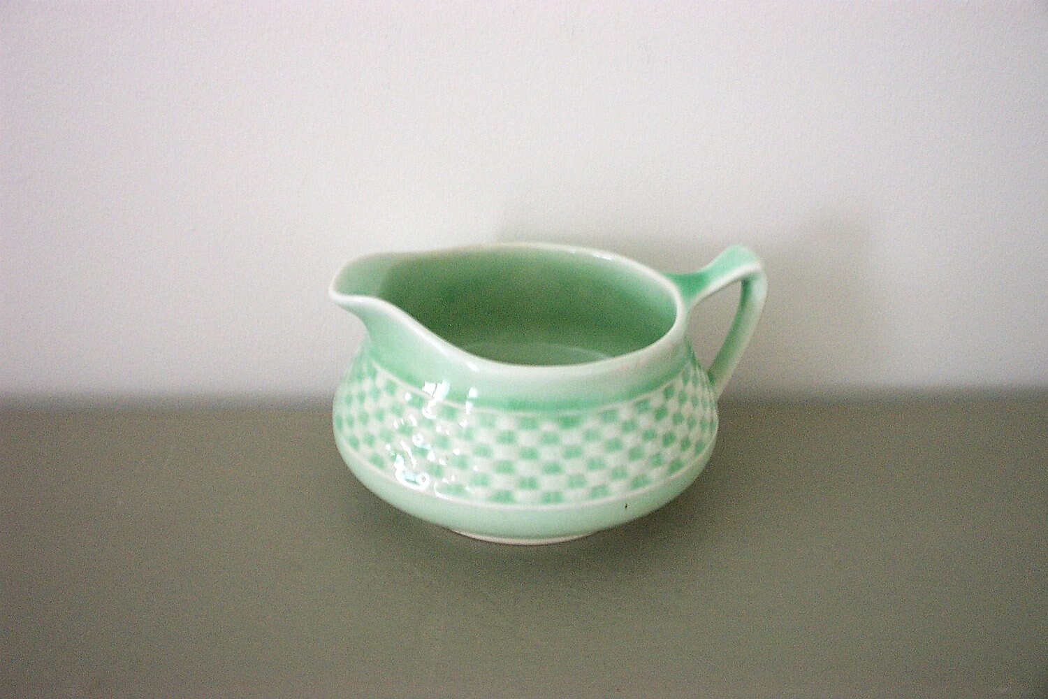 Vintage Green Creamer WS Basketweave Dinnerware Cream Pitcher