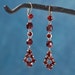 Vintage Earrings Art Deco Czech Ruby Red Rhinestone Garnet and Silver Tone Diamond Shaped Drop Earrings