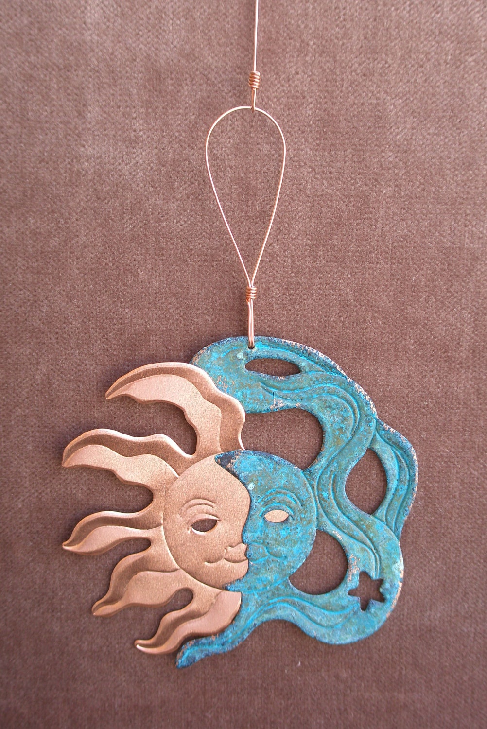 MOON / SUN Copper Verdigris Ornament - Handcrafted in The Copper State (Arizona USA)