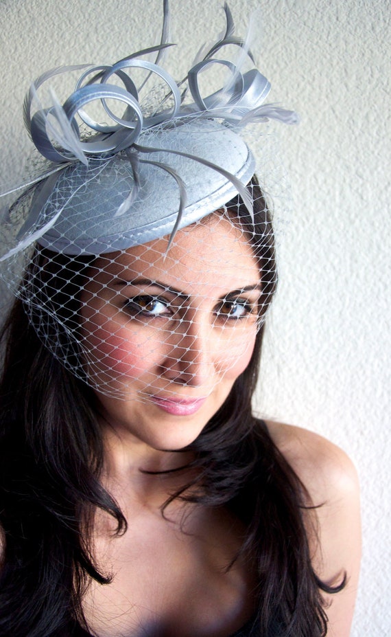 Silver Gray Fascinator Juliet Silver Gray Round