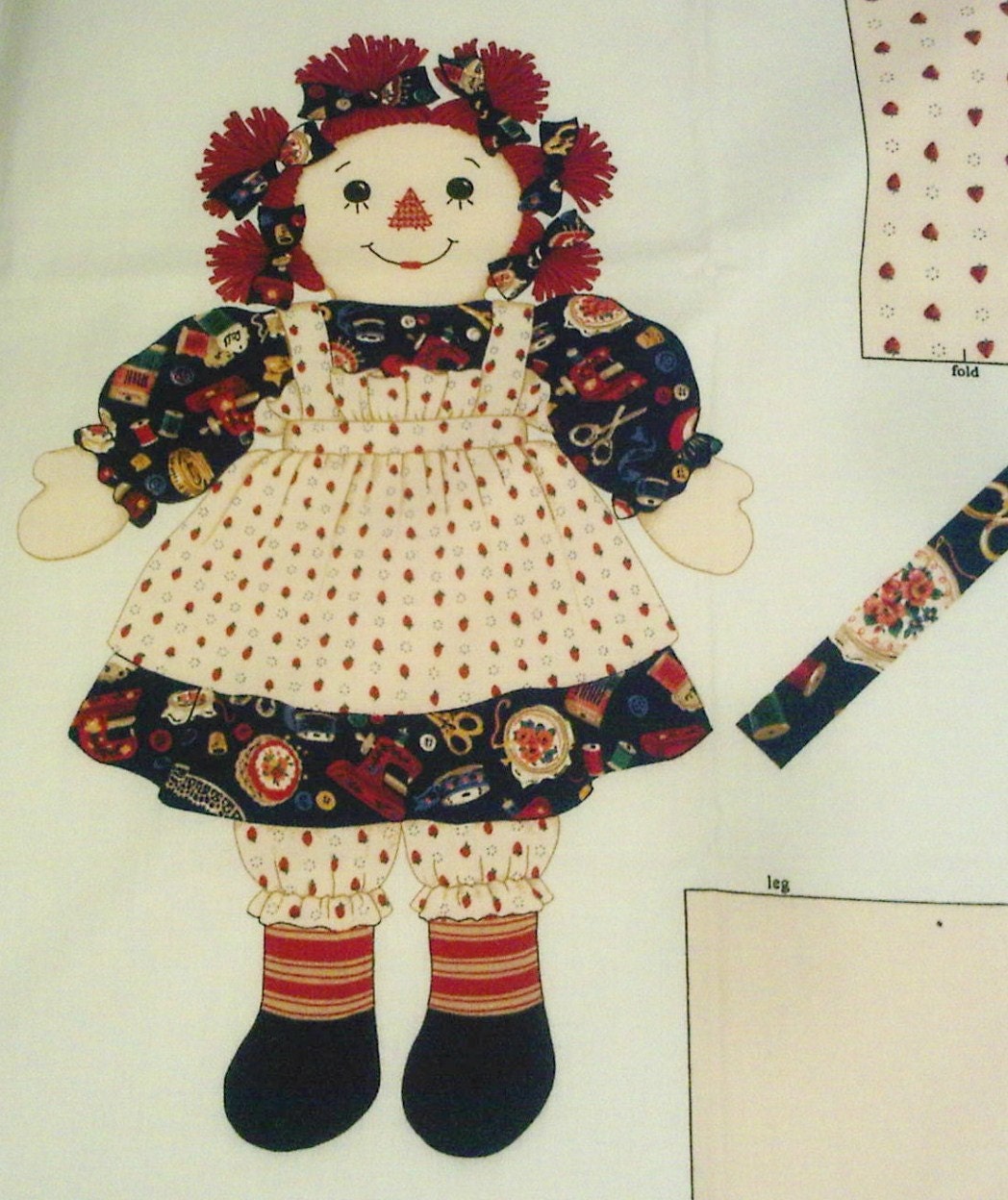 Raggedy Ann Fabric Rag Doll And Clothes Cotton Panel Big 20