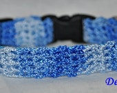 Shadow - Breakaway soft adjustable Blue  Cat collar - handmade crochet unique design