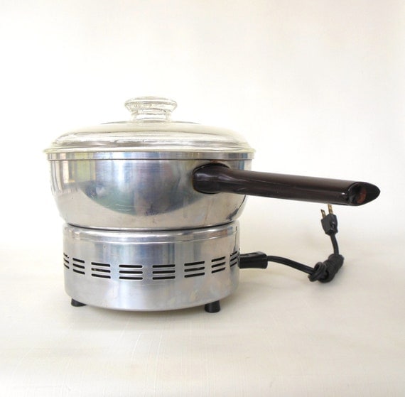 West Bend Electric Popcorn Popper Vintage Aluminum Glass 3286E