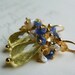SALE Sapphire Cluster Earrings with Gold. 14k Gold Drop Earrings. Soft Yellow and Blue Jewelry. Gifts for Women.