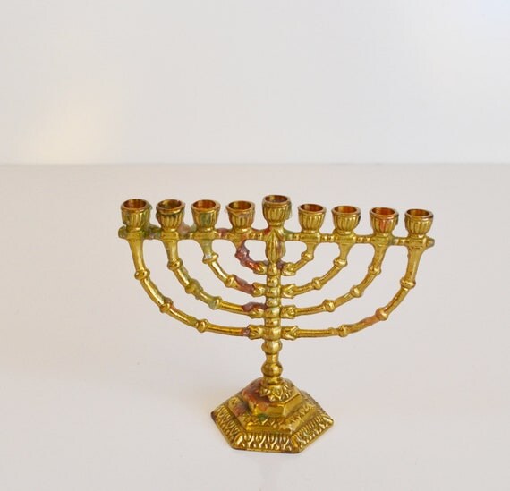 Vintage Small Brass Menorah Brass Wainberg Menorah