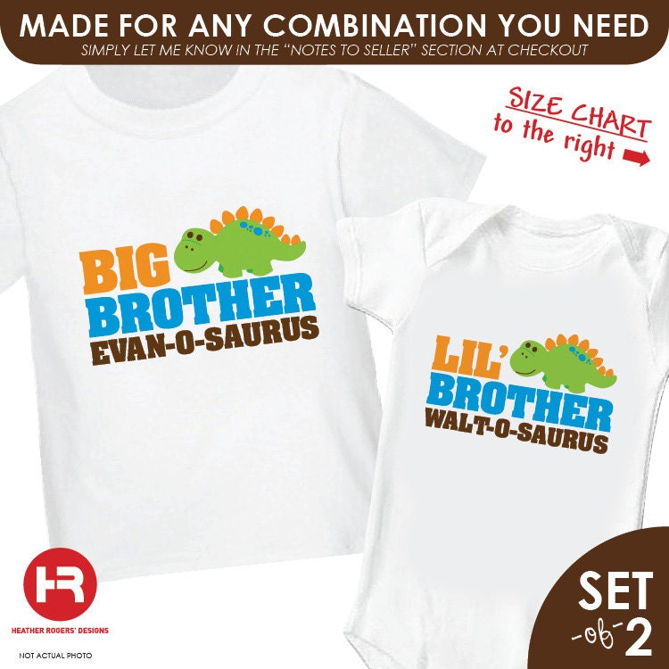 Dinosaur Big Brother Shirt & Dinosaur by HeatherRogersDesigns