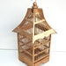 Decorative bird cage, gold painted wood, pagoda shaped, vintage home decor or repurposing.