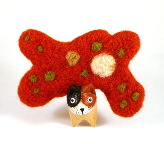 Orange Amoeba Catnip Cat Toy Needle Felted Wool