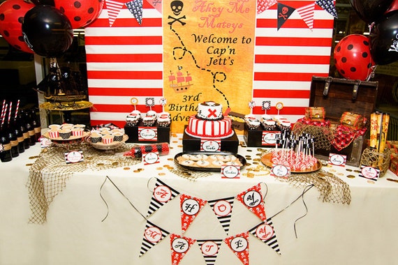 Pirate Birthday Party - Boy Pirate Party - PRINTABLE Personalized Party Package - With Photo Invitaiton Il_570xn