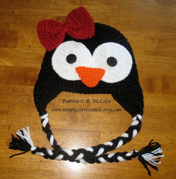 penguin Pattern  Crochet  beanie Penguin hat pattern Pattern   Earflap Beanie   35 and Pattern Hat