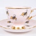 Vintage Pink Chintz Teacup Tuscan Tea Cup Saucer Gold Leaf Footed Chintz SimplyTClub England Fine Bone China