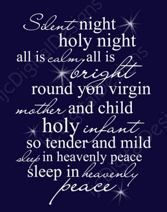 Silent Night Christmas Carol Word Art Lyrics by ljcDigitalDesigns