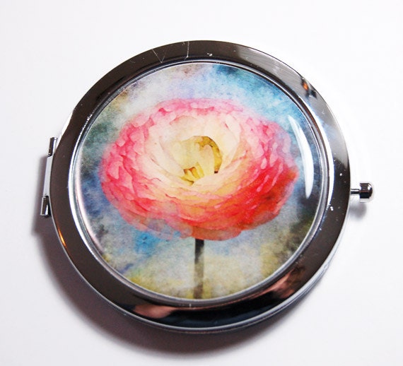 Floral compact mirror