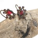 Vintage Czech garnet glass earrings, Signed Czechoslovakia, Bohemian Bridal Jewelry