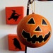 Little Jack O Lantern Ornament - Halloween Decor - Folk Art Decoration - Cute Scary Spooky Pumpkin Face Bauble - Orange Black Jackolantern