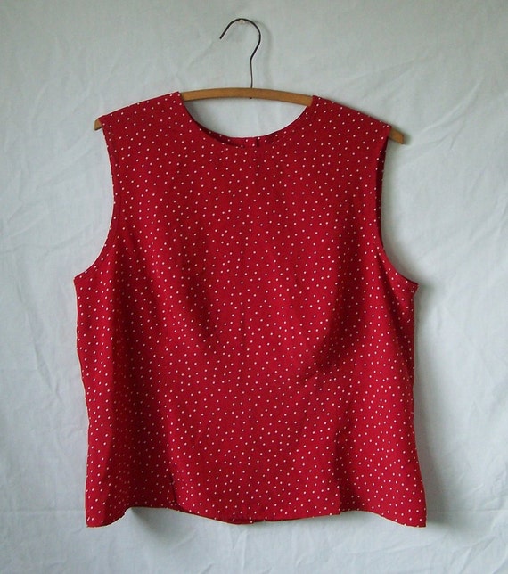 Vintage red & white polka dot tank shell top by GloriousMorn