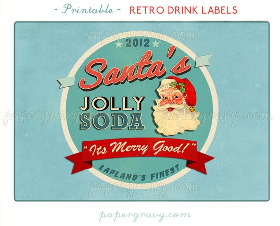 SALE Printable Retro Christmas Drink Soda bottle Labels Wraps Il_570xn
