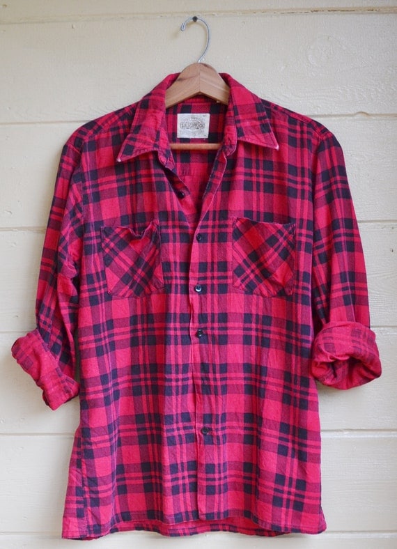 Vintage Plaid Flannel Shirt Mens Medium by founditinatlanta