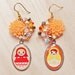 Orange Matryoshka Mismatched Earrings - whimsical jewelry - with Russian nesting doll resin pendants, flower cabochons & swarovski crystals