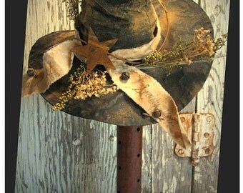 Primitive Witch Hat Pattern Black Hat Society Witch Hat Make-do Instant Download Pattern