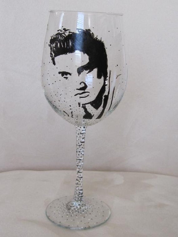 Hand Painted Wine Glass ELVIS PRESLEY