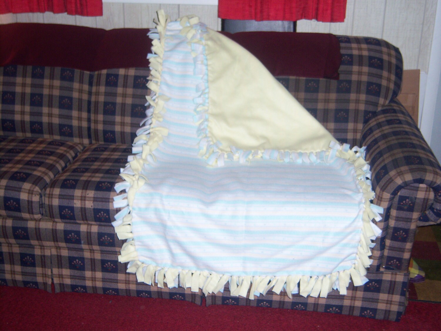 Baby blanket no sew fleece by SarahJanesCrafts on Etsy