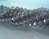 Faceted Crystal Rondelle Beads Silver Champagne AB (8x6mm) 8 inch Strand S2709