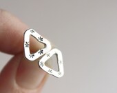 sterling silver earrings, triangle posts studs, petite simple everyday jewelry