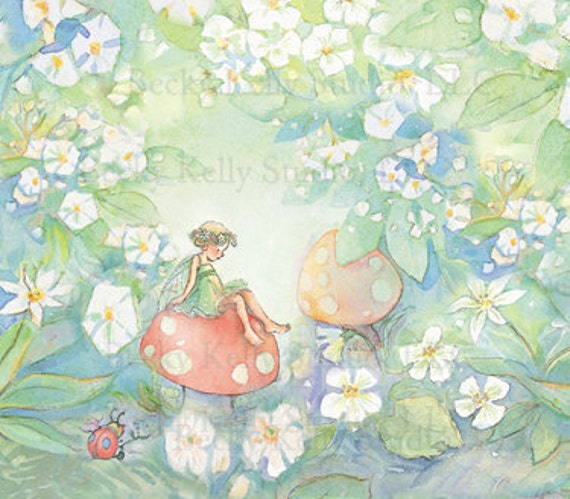 Items similar to Fairy sitting on a mushroom on Etsy