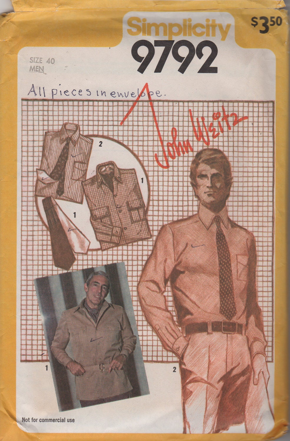 1980s Simplicity 9792 John Weitz Mens Tailored Shirt by mbchills