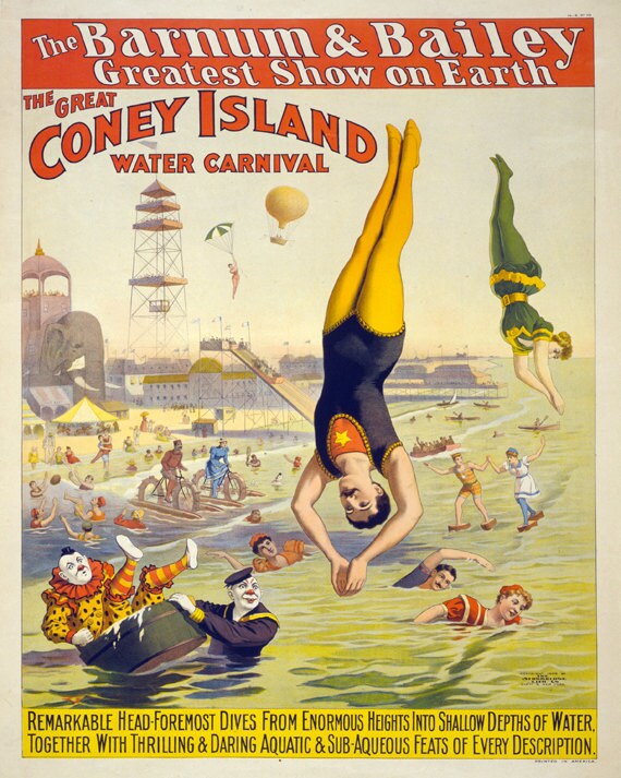 Vintage Circus Poster The Great Coney Island by missquitecontrary