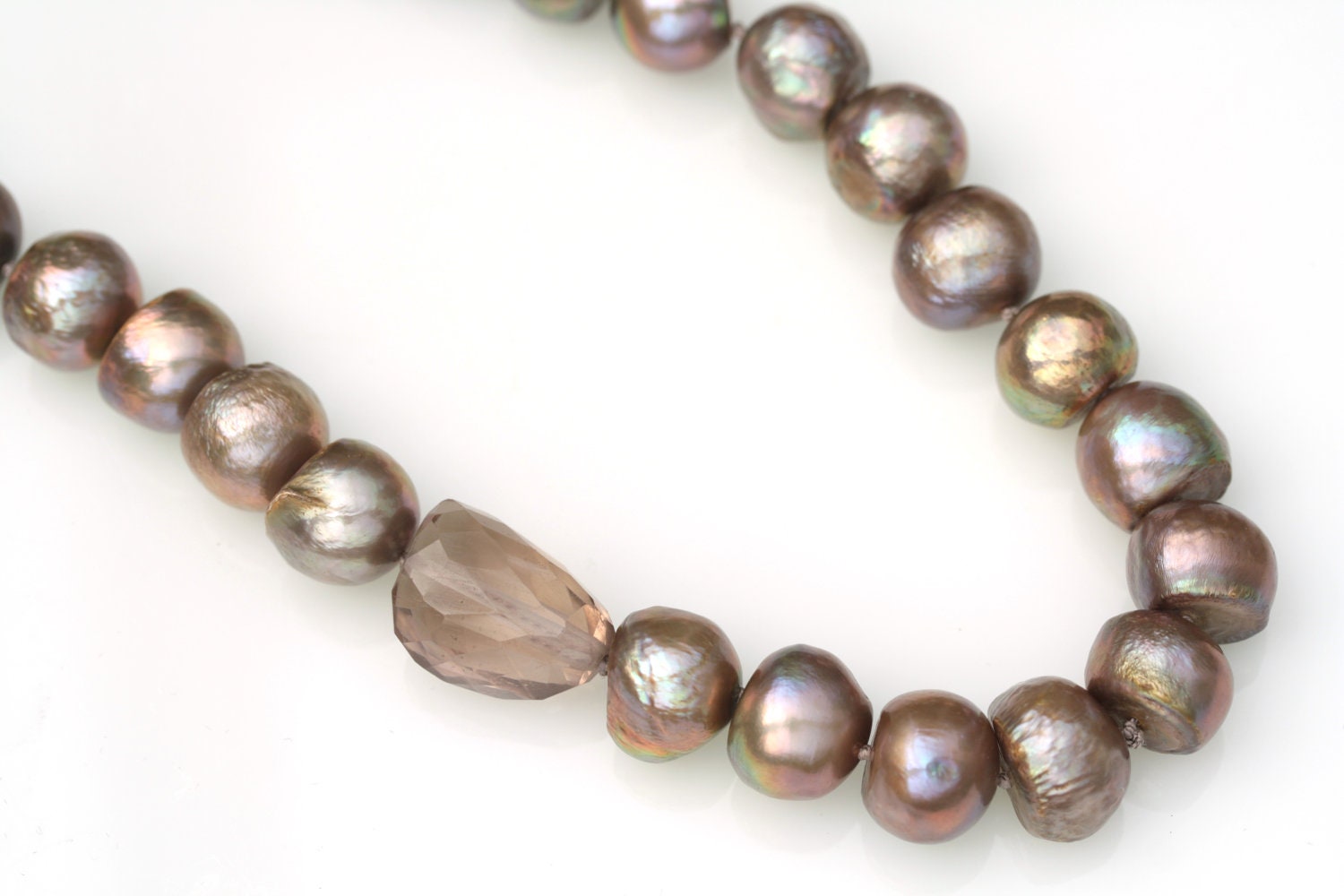 Bronze Pearl Necklace Big Freshwater Pearls with by LizardiJewelry