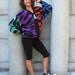 Obermeyer Color Block Animal Print Zip Front Sweater