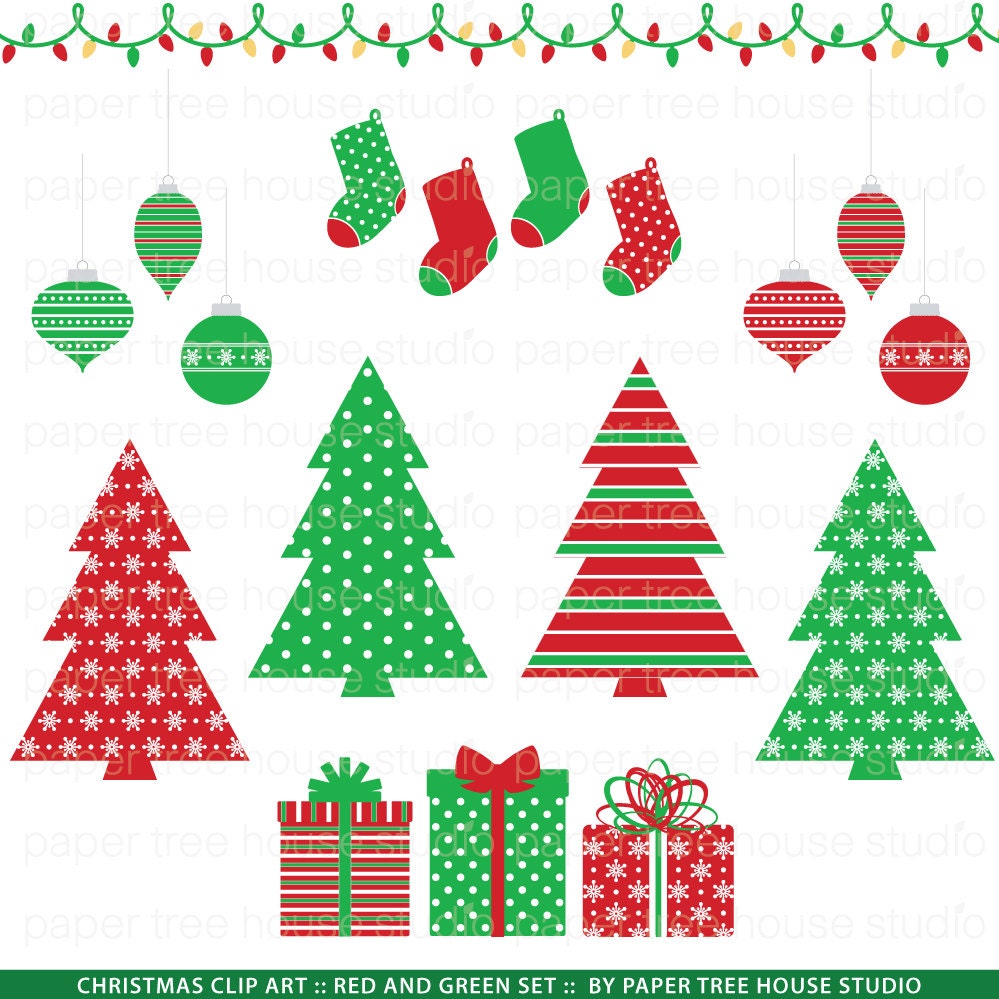 Christmas Clip Art Trees Presents Ornaments and Holiday