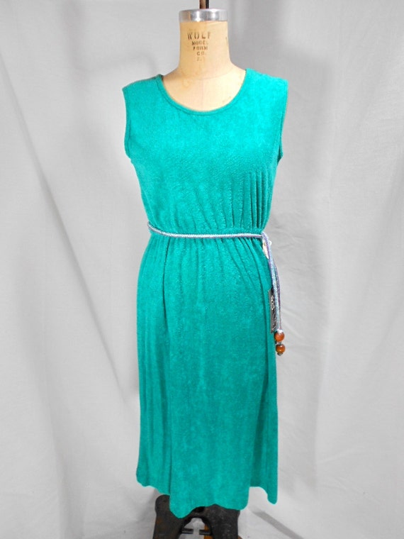 1970s Anne's Closet Teal Terry Cloth Dress Size by RhodeIslandRag