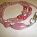 Pink ID Lanyard, Badge Holder, Cats Eye Beads Glass Beads - Beaded ID/Badge Holder Necklace
