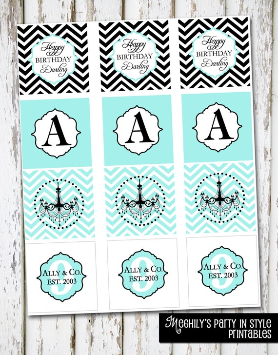 Breakfast at Tiffany's 2 inch Circles - Cupcake Toppers Il_570xn